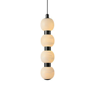 Linear Orbique Alabaster Bead Pendant Light