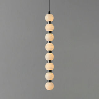 Linear Orbique Alabaster Bead Pendant Light