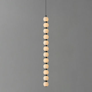 Linear Orbique Alabaster Bead Pendant Light