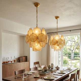 Liora Petite Disc Gold Glass Chandelier