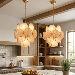 Liora Petite Disc Gold Glass Chandelier