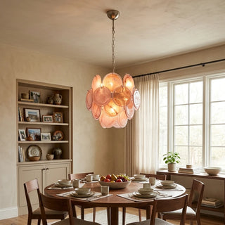 Liora Petite Disc Pink Glass Chandelier
