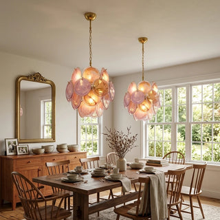 Liora Petite Disc Pink Glass Chandelier
