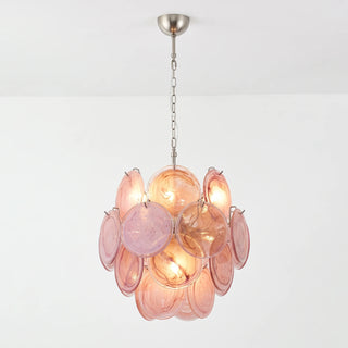 Liora Petite Disc Pink Glass Chandelier