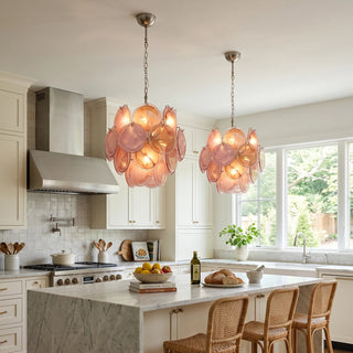 Liora Petite Disc Pink Glass Chandelier