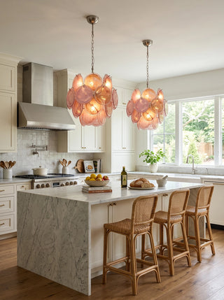 Liora Petite Disc Pink Glass Chandelier