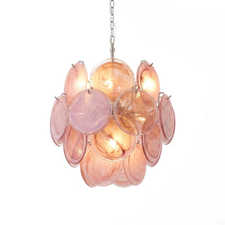 Liora Petite Disc Pink Glass Chandelier
