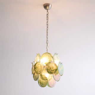Liora Swirl Disc Green Glass Chandelier