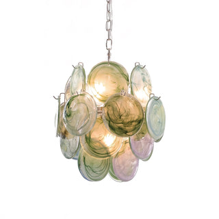 Liora Swirl Disc Green Glass Chandelier