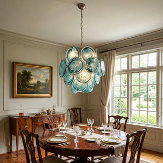 Liora Teal Disc Blue Glass Chandelier