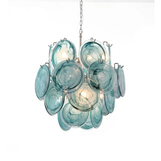 Liora Teal Disc Blue Glass Chandelier