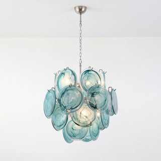 Liora Teal Disc Blue Glass Chandelier