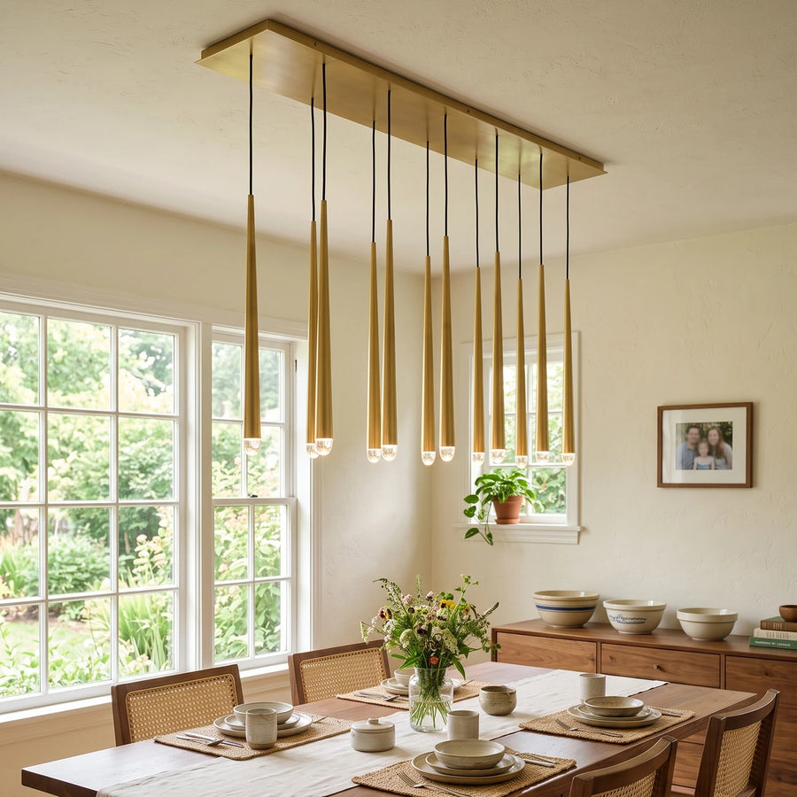 Long Dish Brass Art Crystal Chandelier