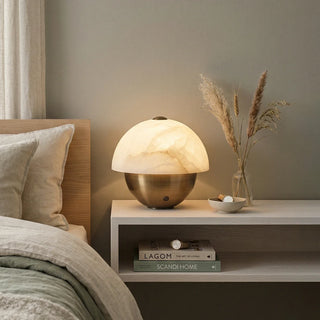 Luna Stone Hemispherical Alabaster Table Lamp