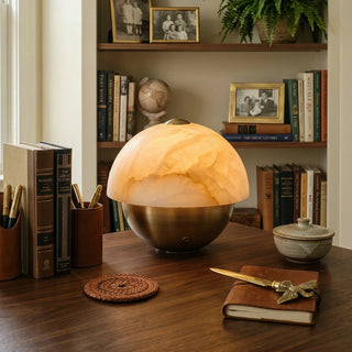 Luna Stone Hemispherical Alabaster Table Lamp - view 3 | Vidirlighting