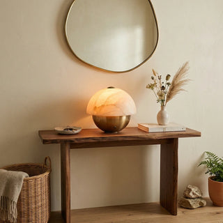 Luna Stone Hemispherical Alabaster Table Lamp