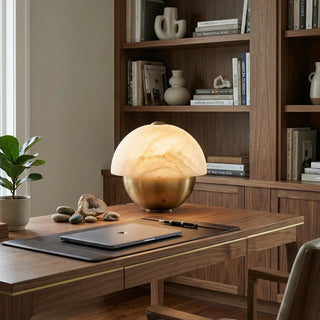 Luna Stone Hemispherical Alabaster Table Lamp