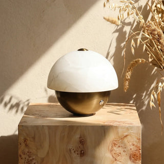 Luna Stone Hemispherical Alabaster Table Lamp