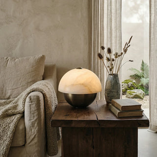 Luna Stone Hemispherical Alabaster Table Lamp