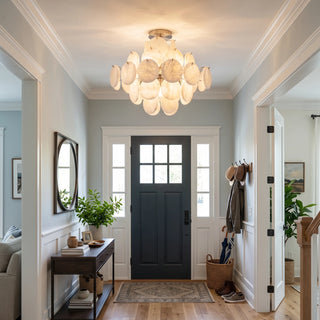 Lunaria Alabaster Disc Ceiling Light Vidirlighting Sculptural Alabaster Disc Flush Mount in Welcoming Home Entryway Foyer near Front Door