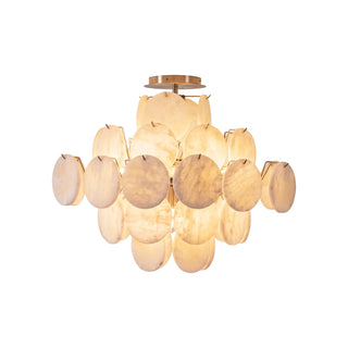 Lunaria Alabaster Disc Ceiling Light Vidirlighting Master Hero Product Cutout View Showing Illuminated Warm Translucent Stone Discs on White Background