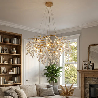 Crystal Teardrop Brass Chandelier