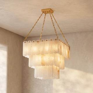 Maren Tiered Alabaster Tile Chandelier