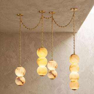 Marlowe Stacked Alabaster Chain Chandelier