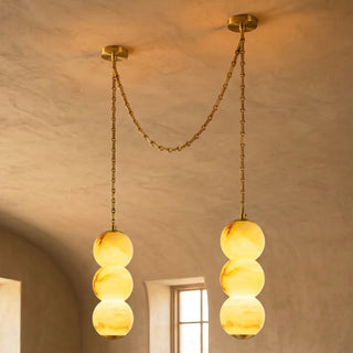 Marlowe Stacked Alabaster Chain Chandelier