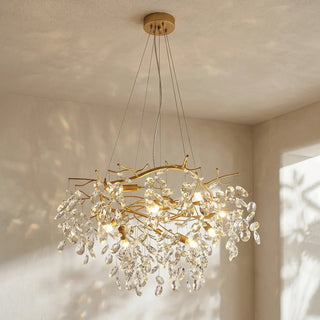 Crystal Teardrop Brass Chandelier