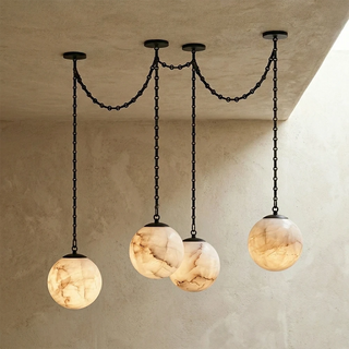 Alabaster Spherical Chain Chandelier