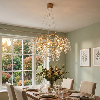 Crystal Teardrop Brass Chandelier