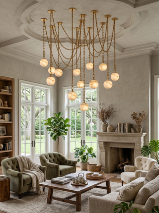 Alabaster Spherical Chain Chandelier
