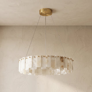 Modern Alabaster Celestial Round Chandelier