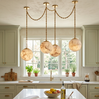 Alabaster Spherical Chain Chandelier