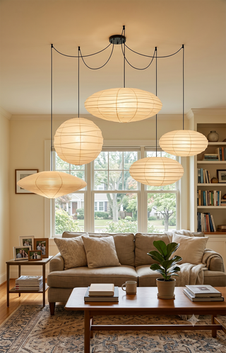 Mulberry Paper Adjustable Modular Pendant Light