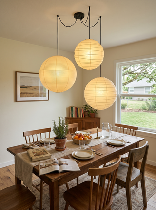 Mulberry Paper Adjustable Modular Pendant Light