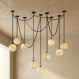 Alabaster Spherical Chain Chandelier