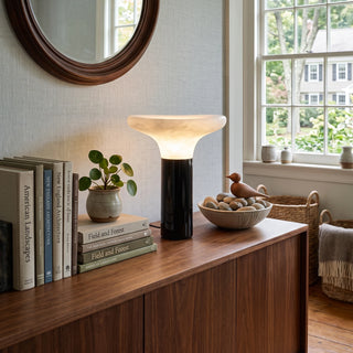 Mushroom Cap Alabaster Table Lamp