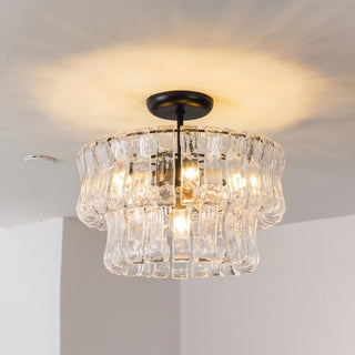 Nastro Textured Glass Ceiling Light Vidirlighting Grand 4-Tier Cascading Olive Green Murano Style Glass Chandelier with Black Hardware Cutout