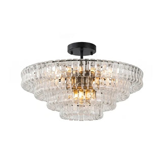 Nastro Textured Glass Ceiling Light Vidirlighting 2-Tier Vintage Olive Green Textured Glass Ceiling Lamp with Black Canopy Cutout on White