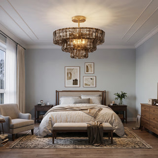 Nastro Textured Glass Ceiling Light Vidirlighting Vintage Emerald Green Textured Glass Ribbon Ceiling Light in Warm Earthy Master Bedroom