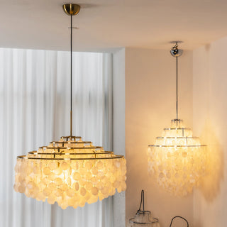Natural Tiered Capiz Shell Chandelier