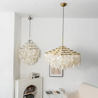 Natural Tiered Capiz Shell Chandelier