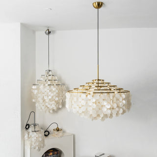 Natural Tiered Capiz Shell Chandelier