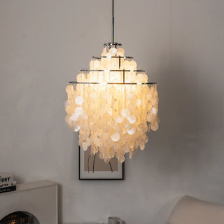 Natural Tiered Capiz Shell Chandelier