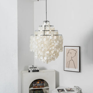 Natural Tiered Capiz Shell Chandelier