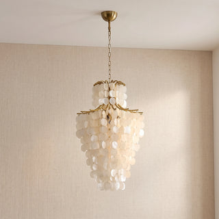 Natural Capiz Shell Tiered Chandelier