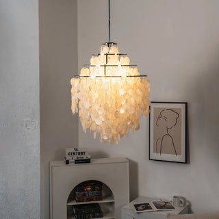 Natural Tiered Capiz Shell Chandelier