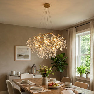 Crystal Teardrop Brass Chandelier